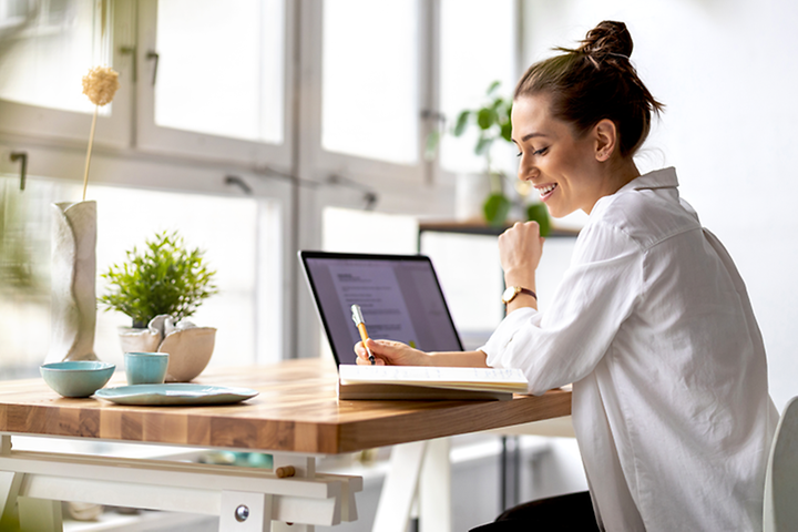 Woman working on laptop