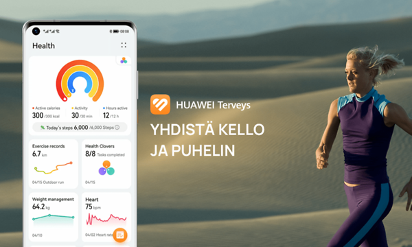 Huawei - Yhteensopiva - Yläbanneri ja teksti 'Yhdistä kello ja puhelin'
