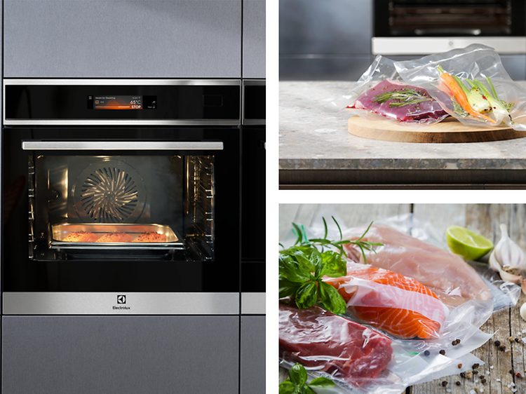 Uuni höyrytoiminnolla - Sousvide kuvakollaasi
