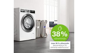 Kodinkoneet - Bosch-pyykinpesukone kuluttaa 38 % vähemmän vettä.