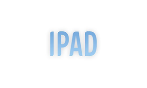 iPad hehkuvansinisellä tekstillä