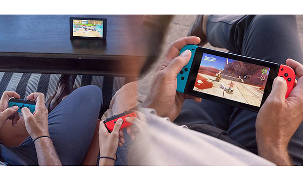 nintendo switchit istuvien henkilöiden käsissä