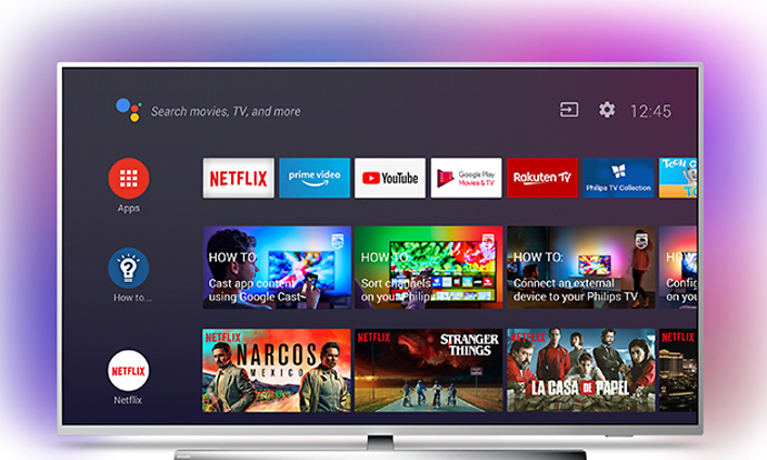 Älytelevision valikkoruutu, pinkki tausta