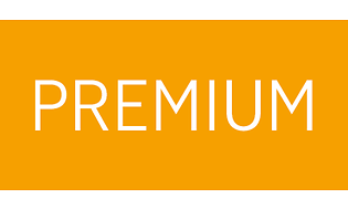 valkoinen teksti "premium", keltainen painike